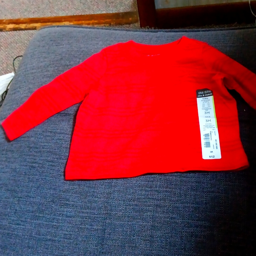 Red okie dokie 3 month baby long sleeve shirt
